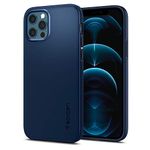 Spigen Thin Fit Back Cover Case Compatible with iPhone 12 Pro/12 (TPU + Poly Carbonate | Navy Blue)