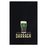 TeddyTs Lucky Tea Towel with Personalised name and Pint of Beer design, Black & Gold, 70CM x 50CM (Approx)