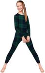 Rocky Thermal Underwear for Girls, Long Johns Fleece Lined Set, Shirt & Pants, Base Layer w/Leggings/Bottoms Ski/Extreme Cold, Green Plaid, Small