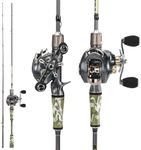 Sougayilang Fishing Rod and Reel Combo, Baitcasting Combo,30 Ton + 24 Ton Carbon Fiber 2 Pieces Fishing Poles with Baitcaster Reel,SuperPolymer Handle