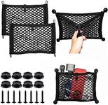 VEHIRIE Universal 2 Pack Elastic Small Cargo Net Pocket Organizer Pouch Bag 14.3 x 9.5 inches RV Netting Storage Pocket with 8 Pieces Mounting Screws, Mesh Cargo Net for Car Trunk RV Storage