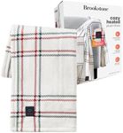 Brookstone Heated Throw Blanket - Heat Blankets Electric - Faux Fur Heated Throw Blanket- 4 Heat Settings, 4-Hour Auto Shut Off, 100% Polyester, 50"x60" - Holiday Ivory Windowpane