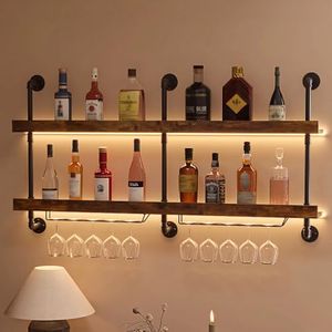 ZAOBAS Wall Mounted Wine Rack with LED Lights, 55.1" W