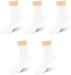 SERISIMPLE Viscose Bamboo Stretch Kids Ankle Sochool Kids Crew Socks Breathable Boy Girl 5 Pairs (White1, Large)