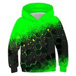 Kinberr Boys Girls Hoodies 3D Graphic Hooded Sweatshirts Novelty Fashion Green Geometric Pullovers for Outdoor