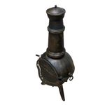 Monster Shop Cast Iron Chiminea Premium Bronze Effect Large Capacity Outdoor Patio Heater Log Fire Pit Burner with Free Frost Proof Rain Cover Free Poker and Free BBQ and Toasting Rack