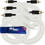 1STec 5 x Gold Plated Bose 5.1 Acoustimass Lifestyle 10 15 18 28 48 V and T System Rear or Front Cube Surround Sound Satellite Speaker Wire RCA to Stripped Bare Ends (5 Lead Set, White)