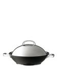 Circulon Infinite Induction Wok Non Stick 36cm - Large Wok with Stainless Steel Lid, Base & Handles, Premium Dishwasher Safe, Heavy Gauge Hard Anodised Cookware, Black