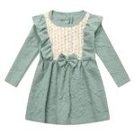 Richie House Girls' Long Sleeve Dress with Embelished Flowers RH1553-5/6 Blue