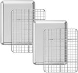 Baking Sheet with Cooling Rack Set [2 Sheets + 2 Racks], Deedro Stainless Steel Cookie Sheet Baking Pan Half Sheets Oven Tray with Rack, 10 x 8 x 1 Inch, Heavy Duty, Non-toxic, Dishwasher Safe