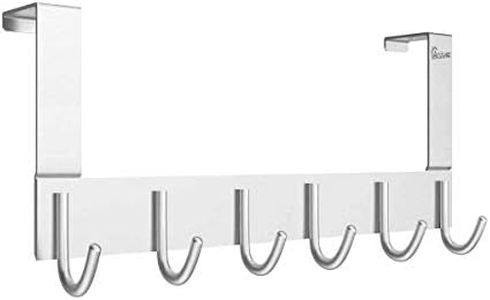 Anjuer Over The Door Towel Rack Hook Holders Organizer, Metal Coat Hanger 6 Hooks Over Door Hanger