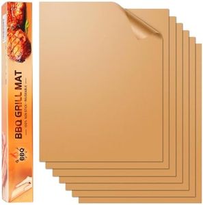 SKYBD Copper Grill Mats for Outdoor Grill（Set of 6, Nonstick & Easy to Clean BBQ Grilling Sheets, Reusable & Heavy Duty Mats Works on Outdoor Gas, Electric, Charcoal Grill