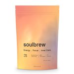 SoulBrew Rise Mushroom Coffee Alternative - with Lion's Mane, Cordyceps, Chaga, Maca, Ashwagandha & Cacao – Gut Friendly Nootropic Superfood with Adaptogens for Energy & Focus - Vegan - 30 Servings