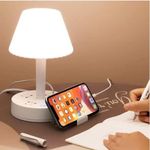 Yala Led Desk Lamp with Power Outlet Double Switch Bright Small Desk Lamp Bedside Reading Lamp for Bedrooms, Nightstand Modern Small Table Lamp, Cute Kids Lamp, Night Light with USB Charging Port