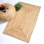 Second Nature Online - DHAKA Jute Area Rug | 100% Natural Fiber | Hand Woven | Ethical Trade | Eco-Friendly (Rectangle - 60 x 90 cm)