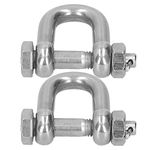 2Pcs D Bow Ring Shackle M10, Stainless Steel 1.5 * 6.2 * 5cm D Bow Shackle, 500kg/1102.3lbs Heavy Duty D Shaped Shackle, D Links Hook Shackle Clip for Towing Winch Shackles