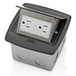 Leviton PFTR1-MB, Black Pop-Up Floor Box with 15 Amp, Tamper-Resistant Outlet