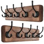 SKOLOO Rustic Large Wall Mounted Coat Rack, Case of 2, Pine Real Wood Plank Wall Coat Rack Hook, Farmhouse Coat Hanger Wall Mount for Hanging Backpack Jacket Coat Hat