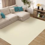 TAPISO Mono Area Rug Indoor Outdoor Short Pile Plain Cream Living Room Bedroom Kitchen Durable OEKO-TEX Carpet Size - 180 x 250 cm (5ft11 x 8ft2)