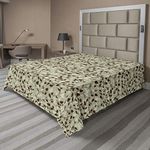 Ambesonne Flower Flat Sheet, Floral Buds Design with Leaves Swirls Abstract in Tones Modern Art Print Image, Soft Comfortable Top Sheet Decorative Bedding 1 Piece, California King, Brown Khaki