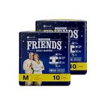 Friends Overnight Adult Diapers Tape Style - 20 Count (Medium) with odour lock and Anti-Bacterial Absorbent Core