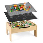 HONEY JOY Train Table, Wooden Kids Activity Table with Storage, 78 Multicolor Pieces, Tracks, Trains, Cars, Toddler Train Table Set with Reversible Tabletop, Gift for Boys Girls Aged 18 Months+