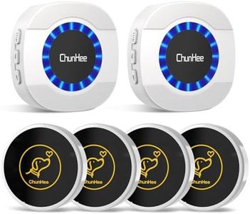 ChunHee Smart Dog Door Bells, Wireless Dog Doorbells for Potty Training to Go Outside, Dogs Bells for Doggy to Ring to Go Potty Train with Customized Ringtones Adjustable Volume, 4 Dog Buttons