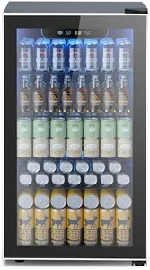 Electactic Mini Fridge 130 Can Beverage Refrigerator Cooler, 3.2 Cu.Ft Drink Fridge for Soda Wine Beer, Adjustable Temperature Control for Home Office, Black