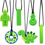 6 Pcs Sensory Chew Necklace for Autism, Teething, Anxiety, Biting Needs, Sore Gums Pain Relief, ADHD, Silicone Chewy Teether Oral Motor Chewing Pendant Toys with Adjustable Buckle for Girls Boys