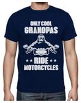 TeeStars - Only Cool Grandpas Ride Motorcycles - Gift for Biker Papa T-Shirt Large Navy