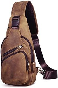 Le'aokuu Hombres Cuero Genuino vendimia Bolsos cruzados bolsa de tableta/paraguas/té bolsa mochila correa para el hombro cruz cuerpo y bolsa de mensajero y bolsa de pecho