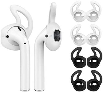 MoKo Almohadillas Auriculares Compatible con AirPods 1ª & 2ª Gen/EarPods [4 PZS], Respuesto de Eartips de Silicona Suave Anti-Slip Gancho de Gel Auriculares Protectivos Accesorios - Blanco + Negro