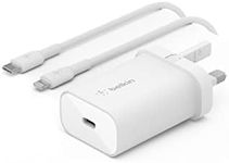 Belkin 25W Power Delivery USB C PPS Wall Charger with Included USB C to Lightning MFi Cable, USB Type C PD Power Adapter PPS enabled fast charger for iPhone 14/14 Plus, 13, 12, Pro, Pro Max, Mini