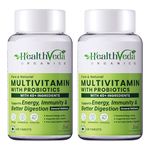 Health Veda Organics Multivitamin With Probiotics - 45 Ingredients Supplement For Men And Women | Vitamin C, D, E, B3, B5, B12, Zinc, Magnesium, Giloy & Biotin | Essential Vitamins & Minerals Blend | Good For Bone & Joint Support | Immunity & Gut health - 240 Veg Tablets for Men & Women (Pack of 2)