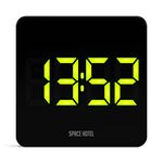 SPACE HOTEL® Orbatron Digital Alarm Clock with LED Display, 12/24Hr, Room Temperature, USB Charging Port, 3 levels Brightness Dimmer, USB Powered & Battery Backup (Black/Green)