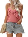 iChunhua Casual Women V Neck Summer Tops Beach Cami Top Going Out Tops Ladies Tops Size 14 Dusky Pink XL