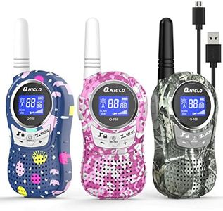 Qniglo Walkie Talkies for Kids Rechargeable with Li-ion Battery, Long Range Kids Walkie Talkies 3 Pack, Toys Walkie Talkie for Girls, Boys, Birthday Halloween Xmas Gifts, Outdoor Camping
