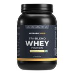 Nutrabay Gold Tri Blend Whey Protein Powder - 1kg, Kesar Badam Pista | 25g Protein, 5.5g BCAA | Concentrate, Isolate, Hydrolyzed Protein | Muscle Growth & Recovery | Gym Supplement for Men & Women