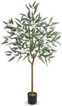 Briful Fake Tree Faux Eucalyptus Tree 5FT Tall, Realistic Artificial Eucalyptus Tree Fake Floor Plant in Plastic Black Pot, Silk Green Eucalyptus Leaf Faux Tree for Home Decor Indoor Patio