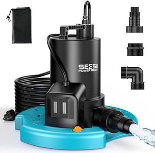 SEESII 1/3HP Pool Cover Pump - Automatic On/Off, 3035GPH Submersible Water Pump with Filter Net, 25ft Power Cord, Check Valve, Sump Pump for Swimming Pool, Hot Tubs, Pond, Basement, Rooftops