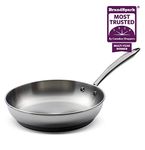 Lagostina 26cm Stainless Steel Skillet, Silver - Heavy Gauge 18/10 Steel, Riveted Contoured Handle, Dishwasher & Oven Safe