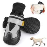 SlowTon Dog Boots for Injured Paws Waterproof - Warm Fleece Lined Dog Paw Protector for Winter Snowy Day Non-Slip Dog Shoes with Reflective Straps Outdoor Walking Boots Small Medium Large Dogs