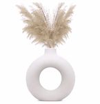 INDULGE HOMES - White Donut Vase/Flower Vase/Pampas Grass Vase/Ceramic Vase/Round Shaped Vase/Home Decor Centrepiece/Decor Showpiece 8 Inches (Pack of 1)