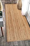 Bucket fly Premium Bedside Runner Collection, Braided Reversible Carpet, Hand Woven Classic Rug, Kitchen Rugs, Rugs for Living & Bedroom, Natural Jute Color, 2 x 7 Feet