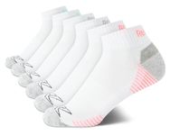 Reebok Women's Comfort Cushioned Athletic Quarter Cut Socks (6 Pack), White/Grey Logo, 4-10