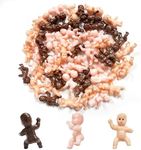 HAIKING Mini Plastic Babies, 60 Pcs Ice Cubes Game Tiny Babies for Baby Shower Party, Full Moon Gifts, Party Decoretions (Dark Brown, Latin, Pink)