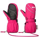 BQA Kids Ski Mittens Toddler Winter Snow Thinsulate Waterproof Mittens with String for Boys Girls