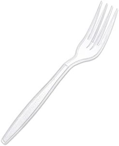 Ciaell 500PCS Clear Plastic Forks - Heavy Duty Plastic Forks - 7inch Heavyweight Plastic Forks - Disposable Clear Forks - Clear Plastic Cutlery for Parties Weddings Restaurant