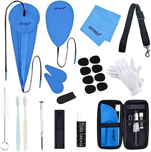 SKYNEO Saxophone Cleaning kit, Clarinet Cleaning Kit with Maintenance Kit,Cork Grease,Swab,Strap,Cleaning Cloth,Thumb Rest,Reed Case,Mouthpiece Brush and More