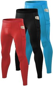 SPVISE Men's Compression Pants with Pocket Workout Running Tights Gym Leggings Cool Dry Base Layer for Football Basketball